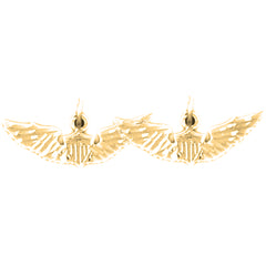 Yellow Gold-plated Silver 9mm United States Air Force Earrings