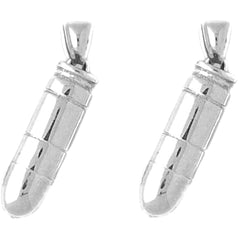 Sterling Silver 28mm 3D Bullet Earrings