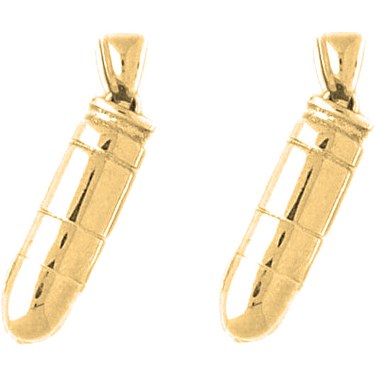 Yellow Gold-plated Silver 28mm 3D Bullet Earrings