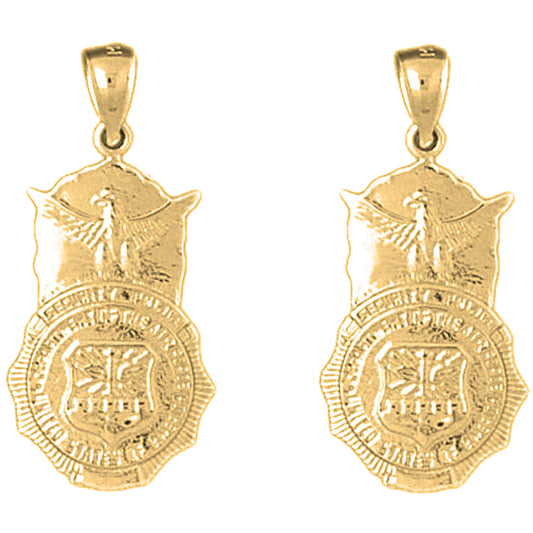 Yellow Gold-plated Silver 29mm Air Force Badge Earrings