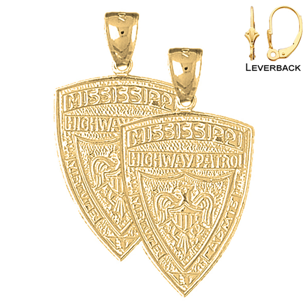 14K oder 18K Gold Mississippi Highway Patrol Ohrringe