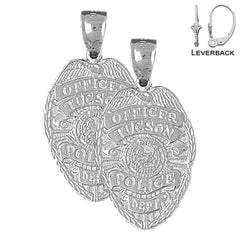 Sterling Silver 33mm Tucson Police Earrings (White or Yellow Gold Plated)
