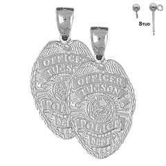 Sterling Silver 33mm Tucson Police Earrings (White or Yellow Gold Plated)