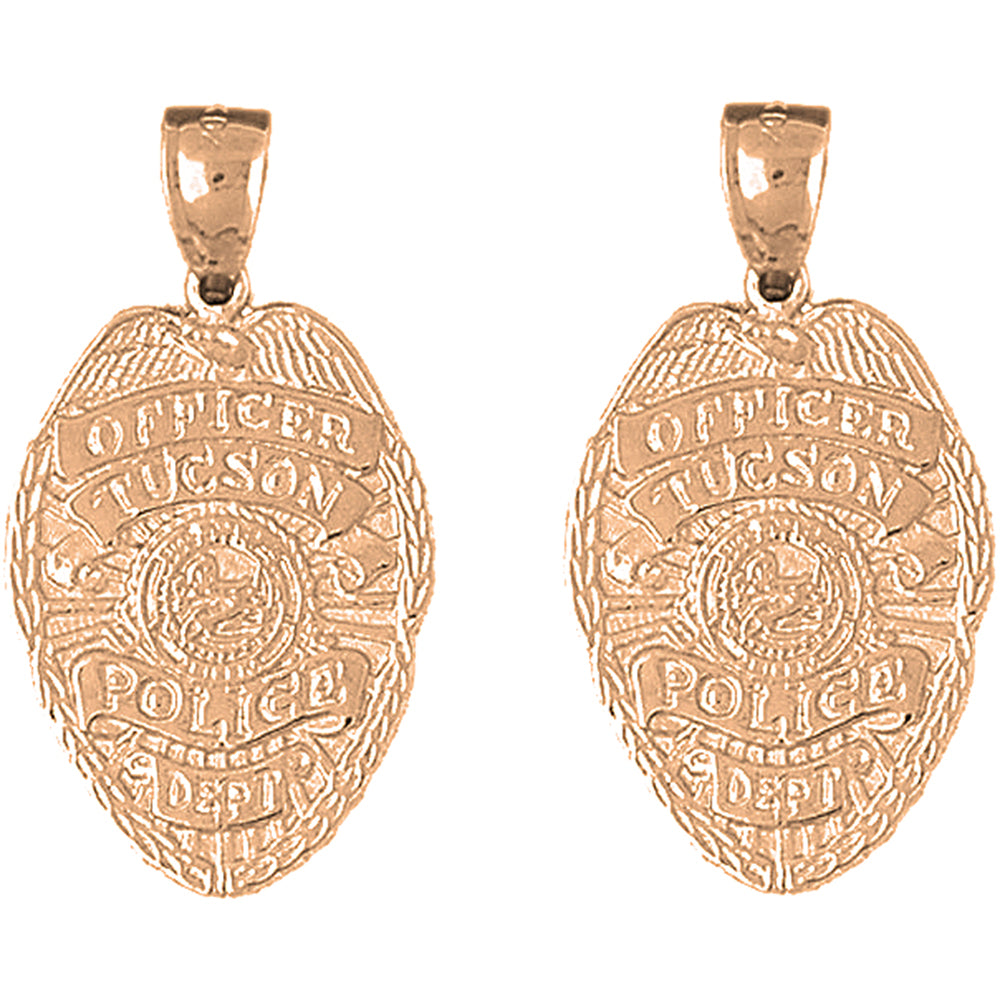 14K or 18K Gold 33mm Tucson Police Earrings