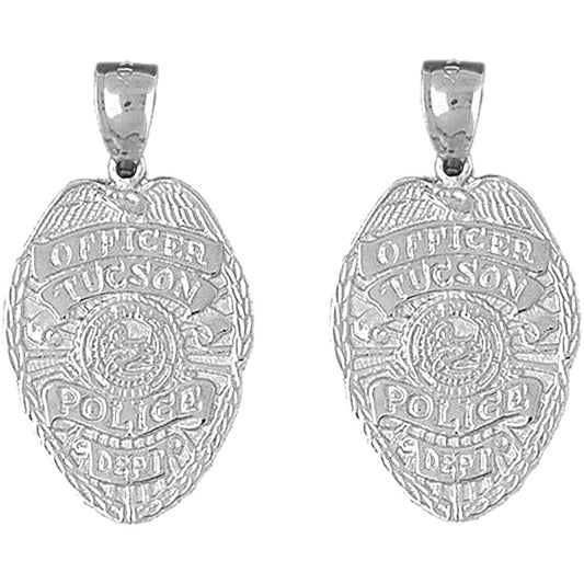 Sterling Silver 33mm Tucson Police Earrings