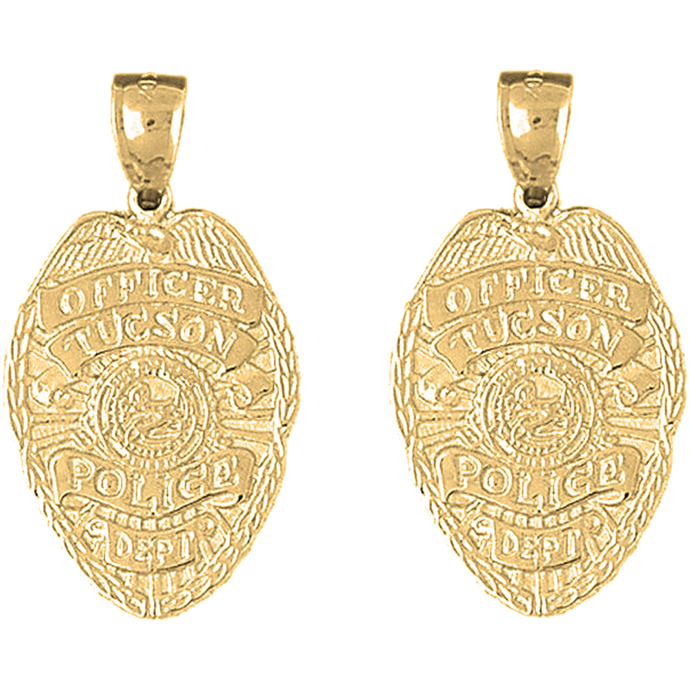 Yellow Gold-plated Silver 33mm Tucson Police Earrings