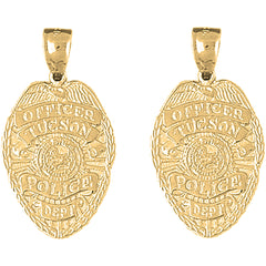 Yellow Gold-plated Silver 33mm Tucson Police Earrings