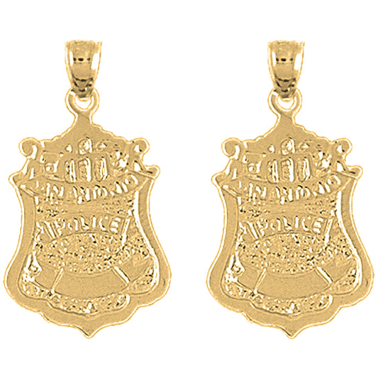 Yellow Gold-plated Silver 26mm San Antonio Police Earrings