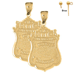 38 mm große San Antonio Police-Ohrringe aus Sterlingsilber (weiß- oder gelbvergoldet)