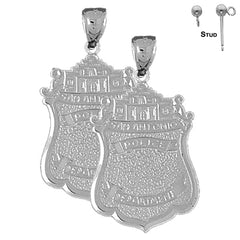 Sterling Silver 38mm San Antonio Police Earrings (White or Yellow Gold Plated)
