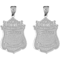 Sterling Silver 38mm San Antonio Police Earrings