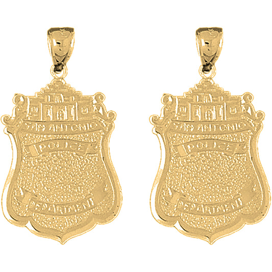 Yellow Gold-plated Silver 38mm San Antonio Police Earrings