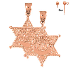 Pendientes con insignia de sheriff de oro de 14 quilates o 18 quilates
