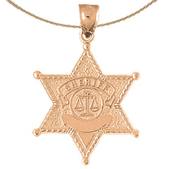 10K, 14K or 18K Gold Sheriff Badge Pendant