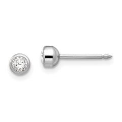 Inverness 14K White Gold 4mm April Crystal Bezel Earrings