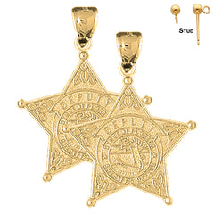 Sterling Silver 32mm State Of Florida Sheriff's Dept. Earrings (White or Yellow Gold Plated)