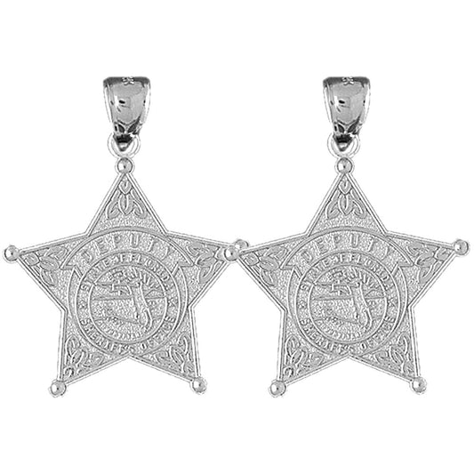 Sterling Silver 32mm State Of Florida Sheriff's Dept. Earrings