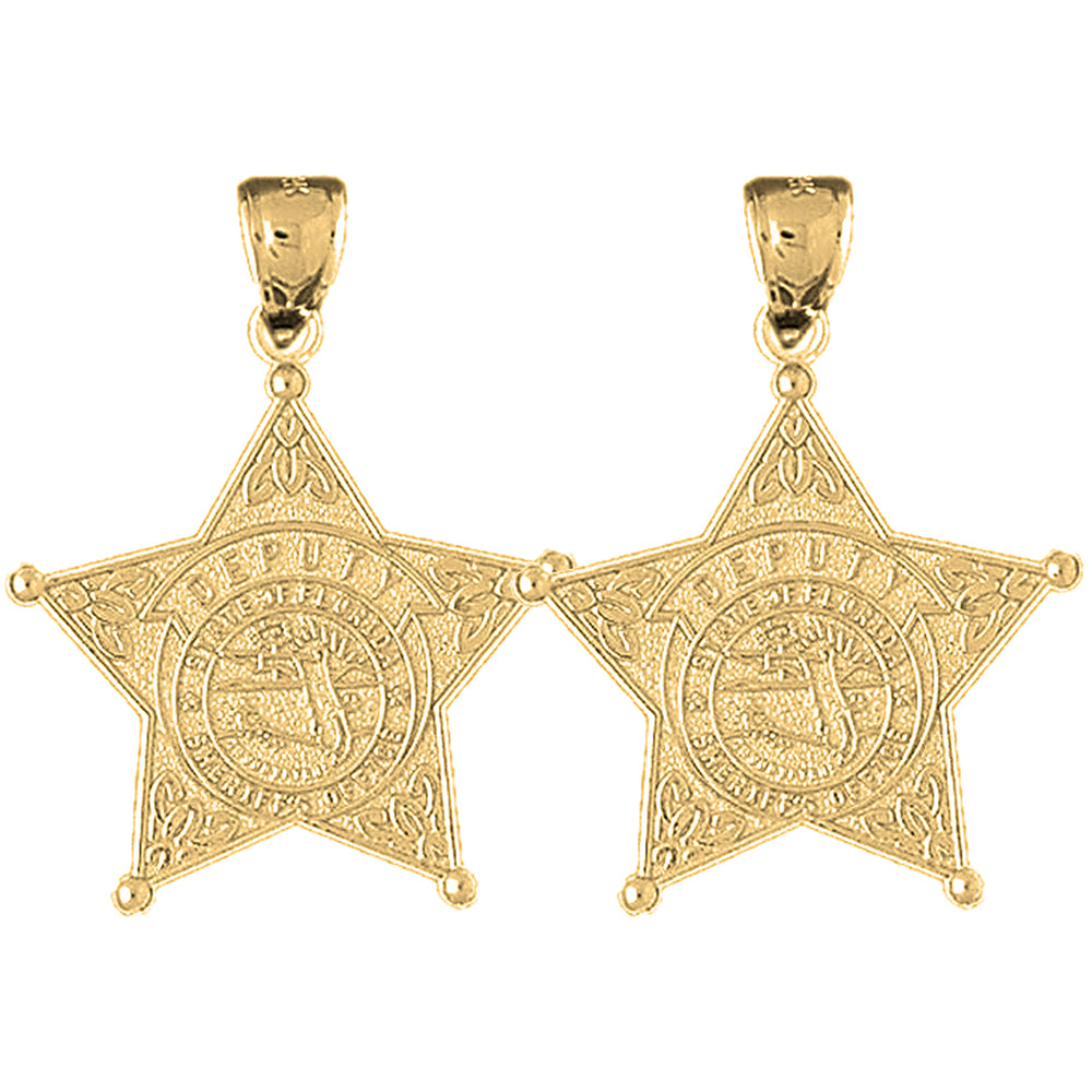 14K or 18K Gold 32mm State Of Florida Sheriff's Dept. Earrings