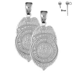 Sterling Silver 31mm Raleigh County Earrings (White or Yellow Gold Plated)