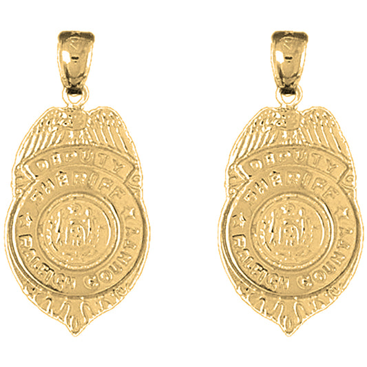 Yellow Gold-plated Silver 31mm Raleigh County Earrings