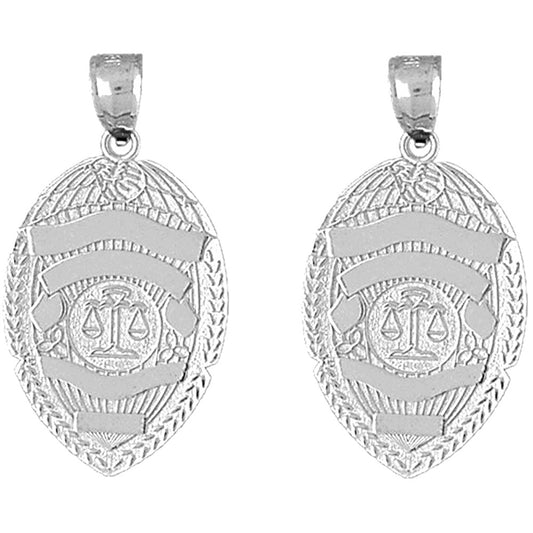 Sterling Silver 35mm Scales of Justice Badge Earrings