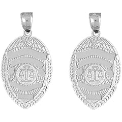 Sterling Silver 35mm Scales of Justice Badge Earrings