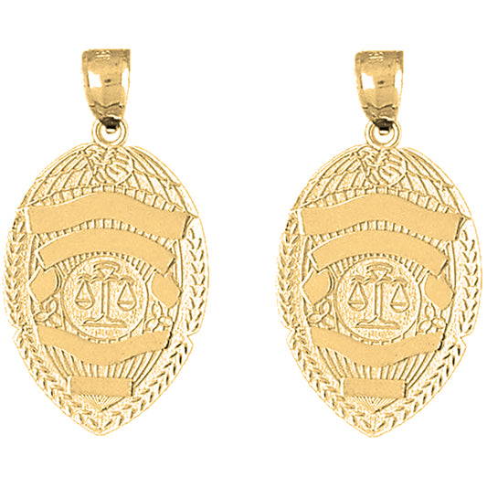 14K or 18K Gold 35mm Scales of Justice Badge Earrings