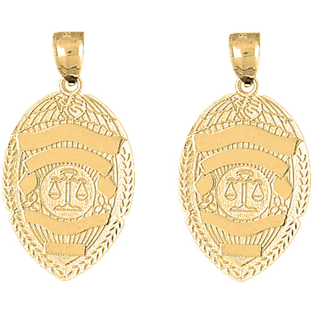 Yellow Gold-plated Silver 35mm Scales of Justice Badge Earrings