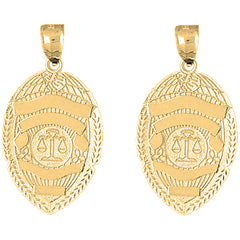 Yellow Gold-plated Silver 35mm Scales of Justice Badge Earrings