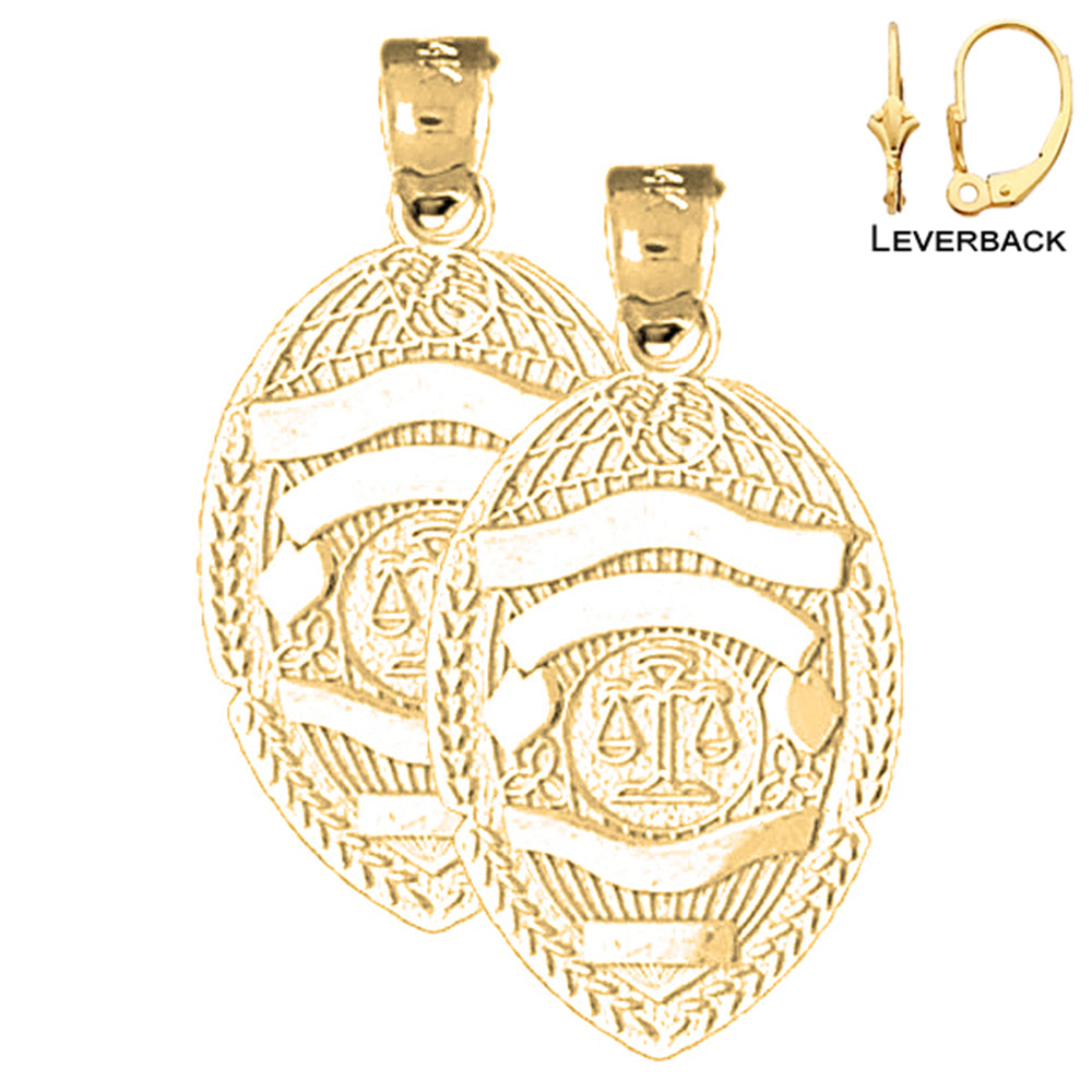 14K or 18K Gold Scales of Justice Badge Earrings