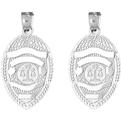 14K or 18K Gold 29mm Scales of Justice Badge Earrings