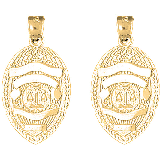 Yellow Gold-plated Silver 29mm Scales of Justice Badge Earrings