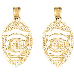 Yellow Gold-plated Silver 29mm Scales of Justice Badge Earrings