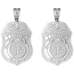 Sterling Silver 29mm IPSS Scales of Justice Badge Earrings