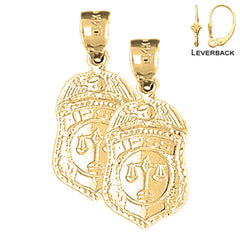 24 mm große Ohrringe aus Sterlingsilber mit dem IPSS-Abzeichen „Waage der Gerechtigkeit“ (weiß- oder gelbvergoldet)