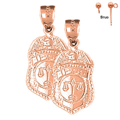 14K or 18K Gold IPSS Scales of Justice Badge Earrings