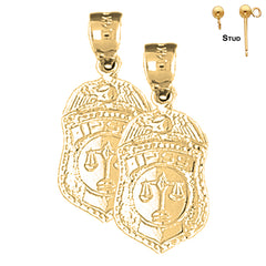 14K or 18K Gold IPSS Scales of Justice Badge Earrings
