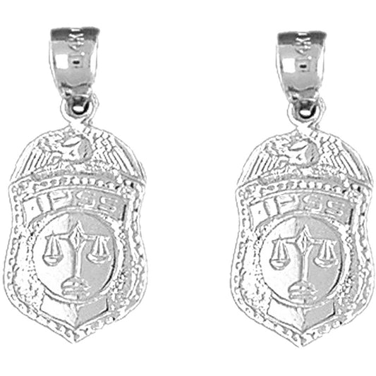 Sterling Silver 24mm IPSS Scales of Justice Badge Earrings