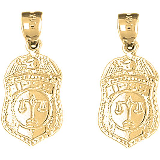 Yellow Gold-plated Silver 24mm IPSS Scales of Justice Badge Earrings