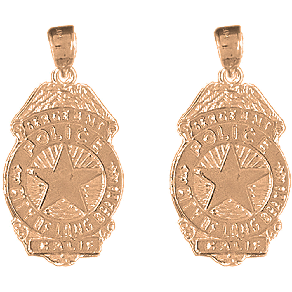 14K or 18K Gold 28mm Long Beach Police Earrings