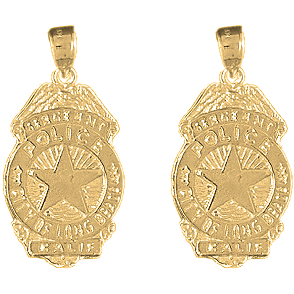 Yellow Gold-plated Silver 28mm Long Beach Police Earrings