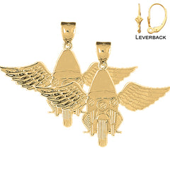 14K or 18K Gold Motorcycle Officer With Wings Earrings