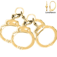 Sterling Silver 33mm Motorcycle Officer Pig Earrings (White or Yellow Gold Plated)