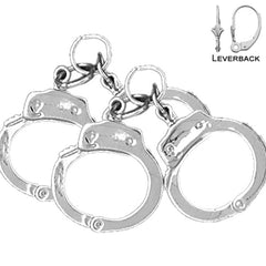 Sterling Silver 33mm Motorcycle Officer Pig Earrings (White or Yellow Gold Plated)