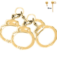 Sterling Silver 33mm Motorcycle Officer Pig Earrings (White or Yellow Gold Plated)