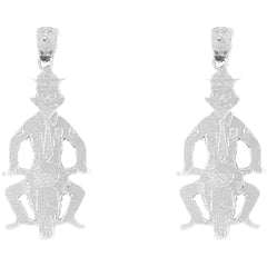 Sterling Silver 33mm Motorcycle Officer Pig Earrings