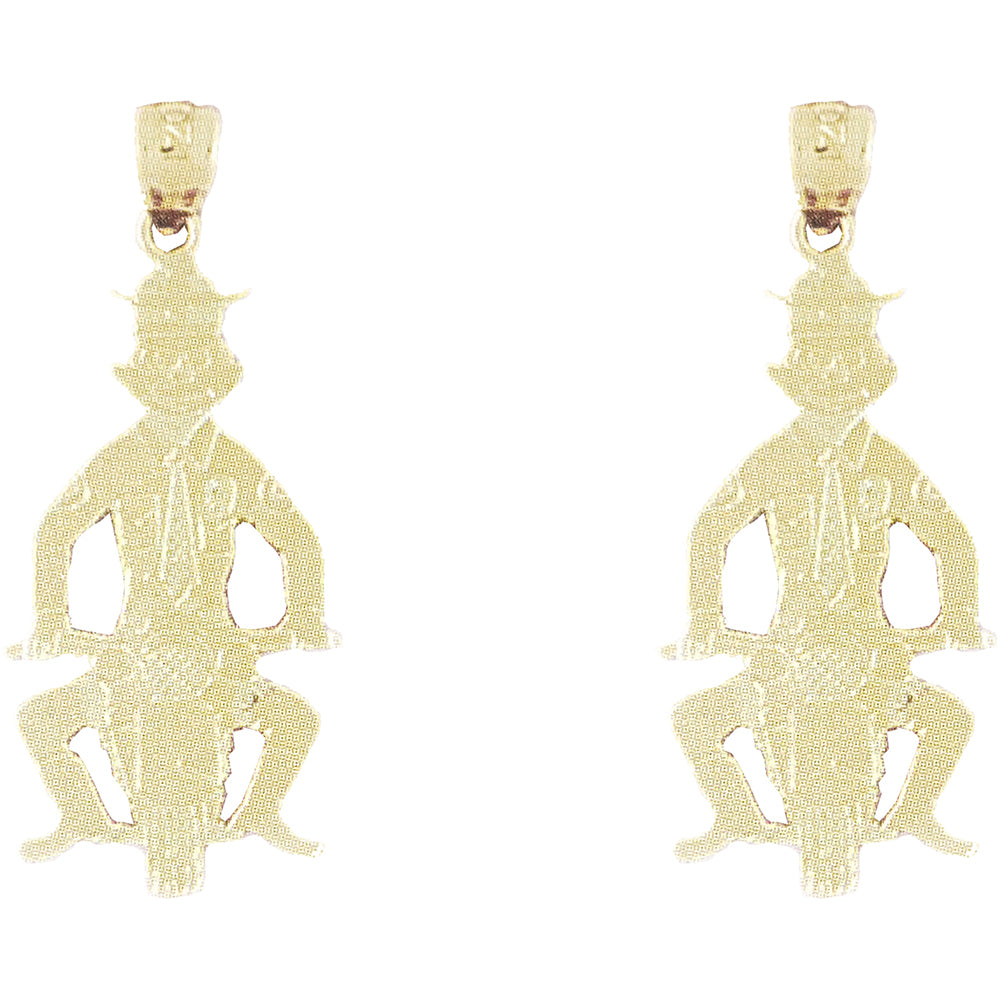 Yellow Gold-plated Silver 33mm Motorcycle Officer Pig Earrings