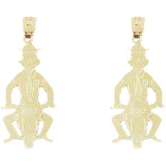 Yellow Gold-plated Silver 33mm Motorcycle Officer Pig Earrings