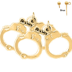 Sterling Silver 21mm Handcuffs Earrings (White or Yellow Gold Plated)