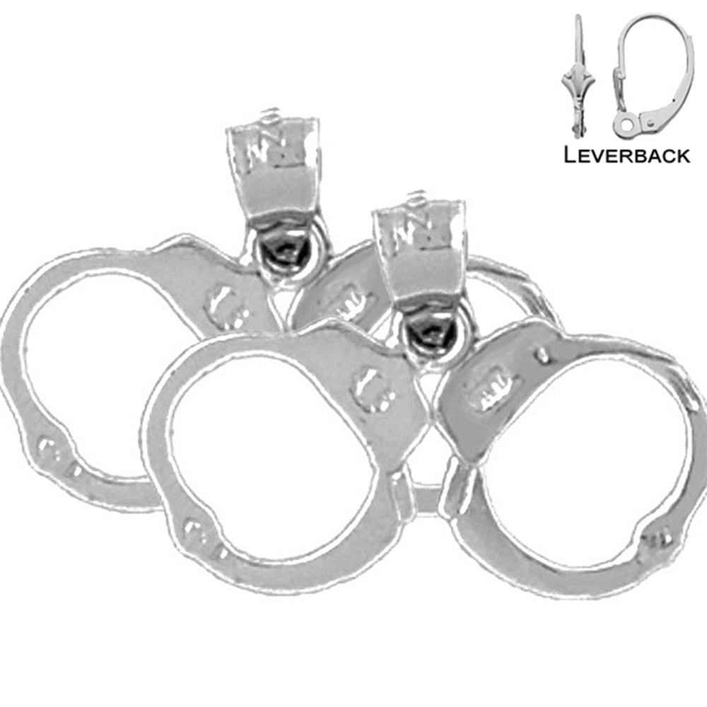 Sterling Silver 17mm Handcuffs Earrings (White or Yellow Gold Plated)